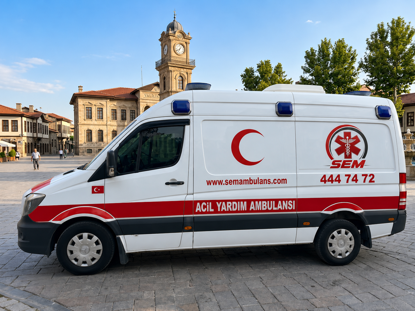 SEM Ambulans filo aracı yan görünüm